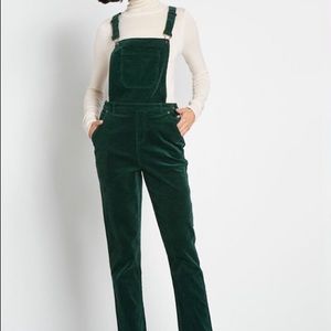 Size M Modcloth Green Corduroy Overalls LIKE NEW